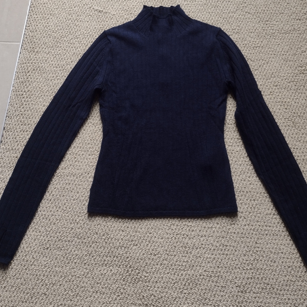 Navy Ribbed Long Sleeve Turtleneck